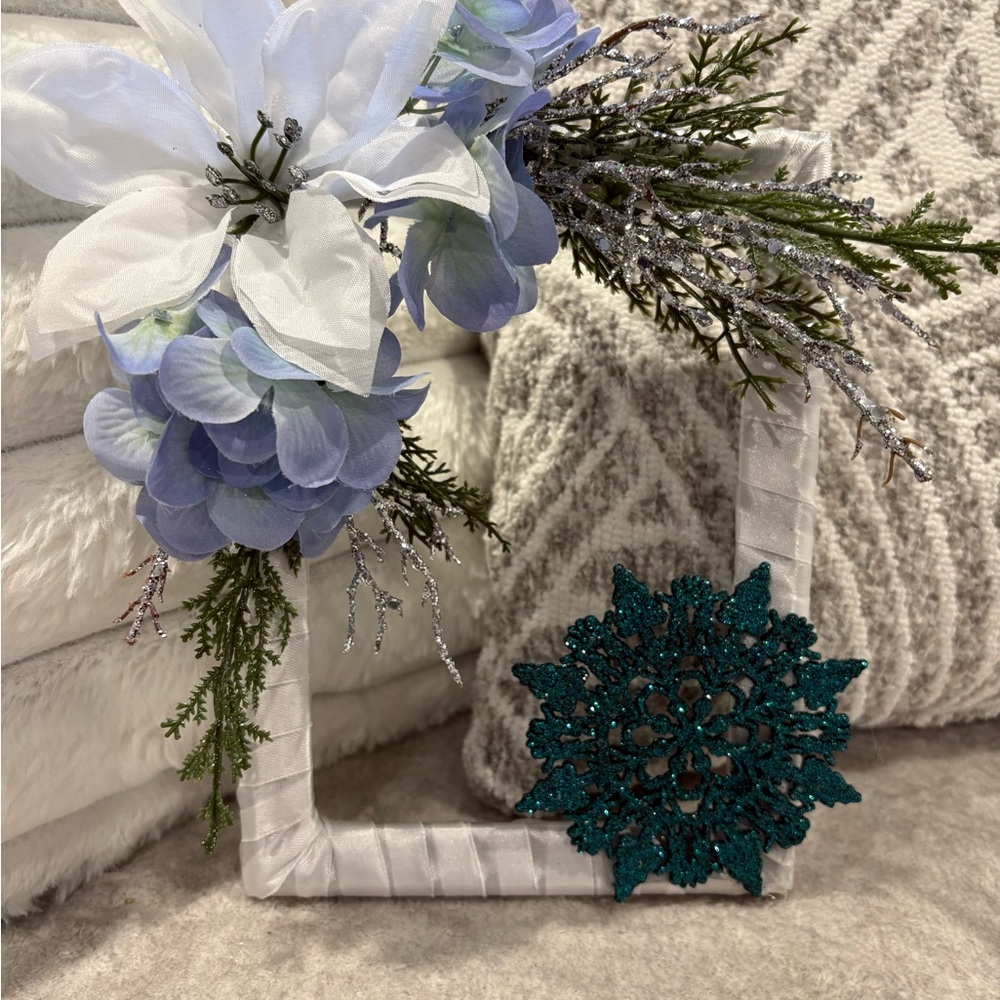 Elegant Floral Frame with Blue and Green Accents